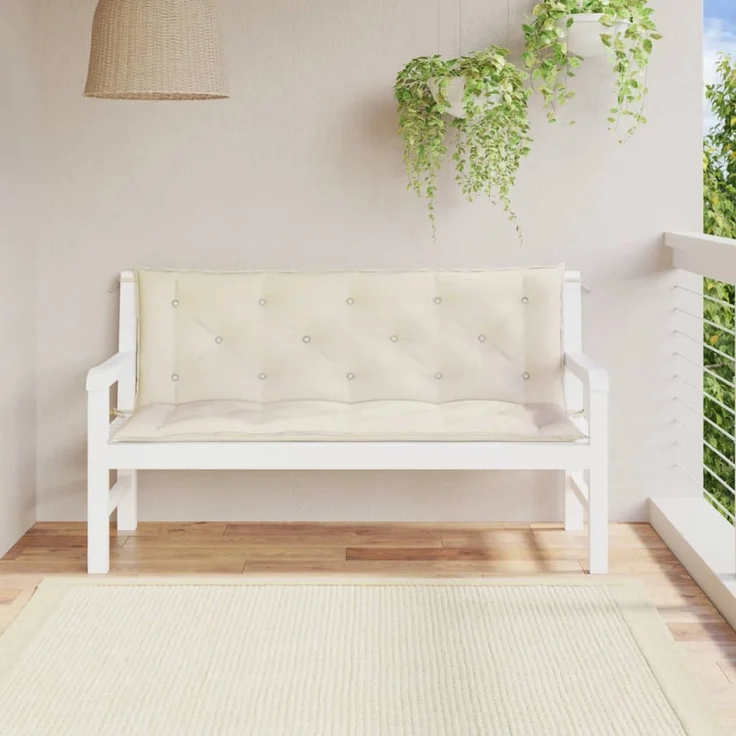 vidaXL Gartenbank-Auflagen 2 Stk. Cremeweiß 150x50x7 cm Oxford-Gewebe 361699 – Bild 1