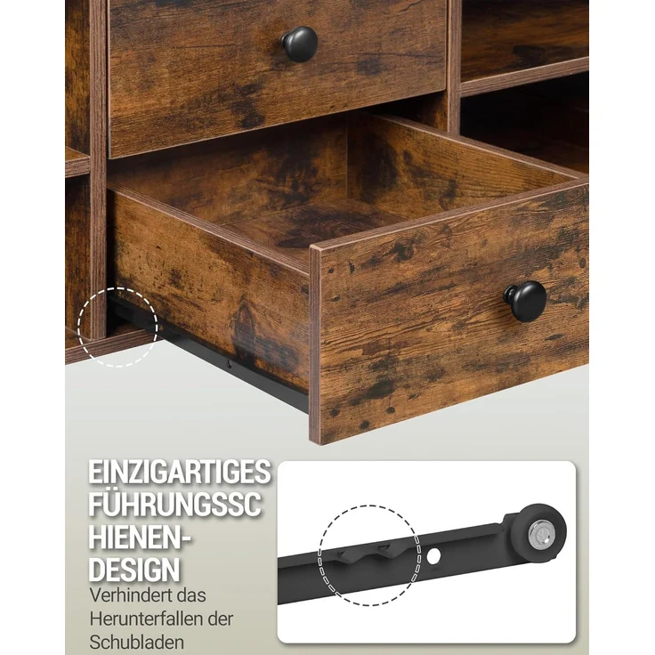 Couchtisch, höhenverstellbarer Wohnzimmertisch, Sofatisch, 2 Schubladen und Versteckter Stauraum, 50 x 100 x 47,3-61,3 cm, für Wohnzimmer, Esszimmer, Büro, Vintage Braun-Schwarz – Bild 6