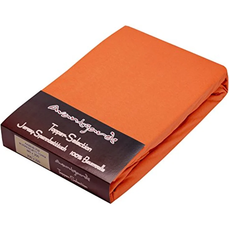 AVANTGARDE Premium Topper - Spannbetttuch - 90x200-100x220 cm - extra niedriger Steg - für Boxspringbett - Topperauflage - Spannbettlaken Jersey Baumwolle (06 Terracotta, Topper 90x200-100x220 cm) – Bild 3