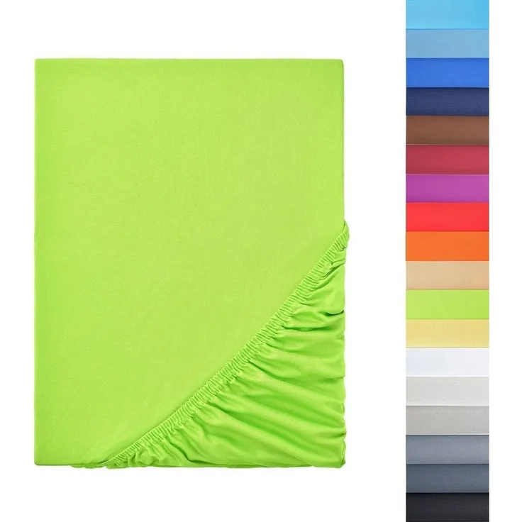 NatureMark Spannbettlaken Mikrofaser Spannbetttuch, Polyester, Gummizug: rundum, viele Größen und Farben Markenware, 200x220 cm, Apfel grün