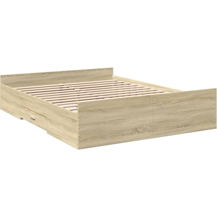 vidaXL Bettgestell mit Schubladen Sonoma-Eiche 150x200cm Holzwerkstoff 3280288 – Bild 3