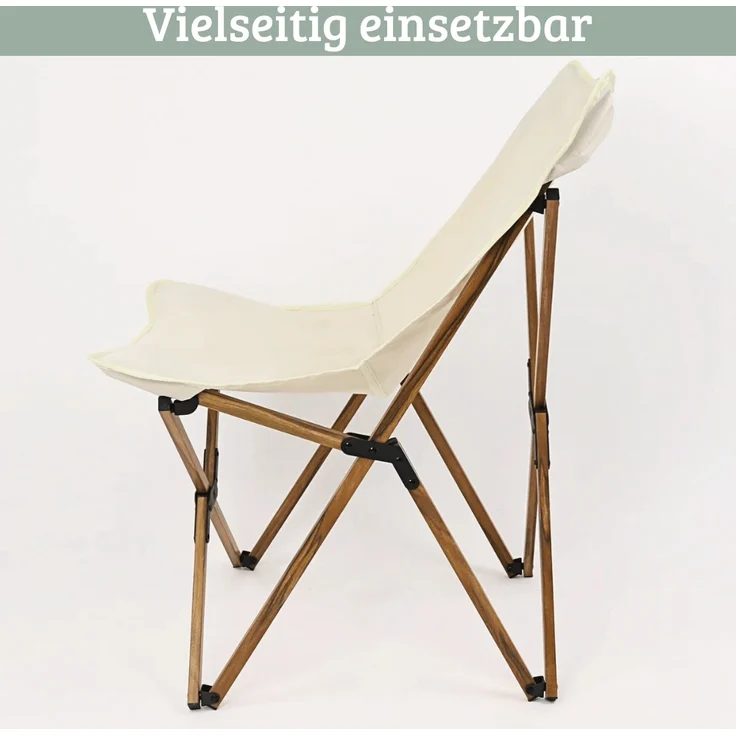 Campingstuhl Faltbar bis 120kg MILIA - Klappmechanismus | Leichter Angelstuhl Klappbarer Stuhl klein für Camping, Festivals oder Park, Creme – Bild 6