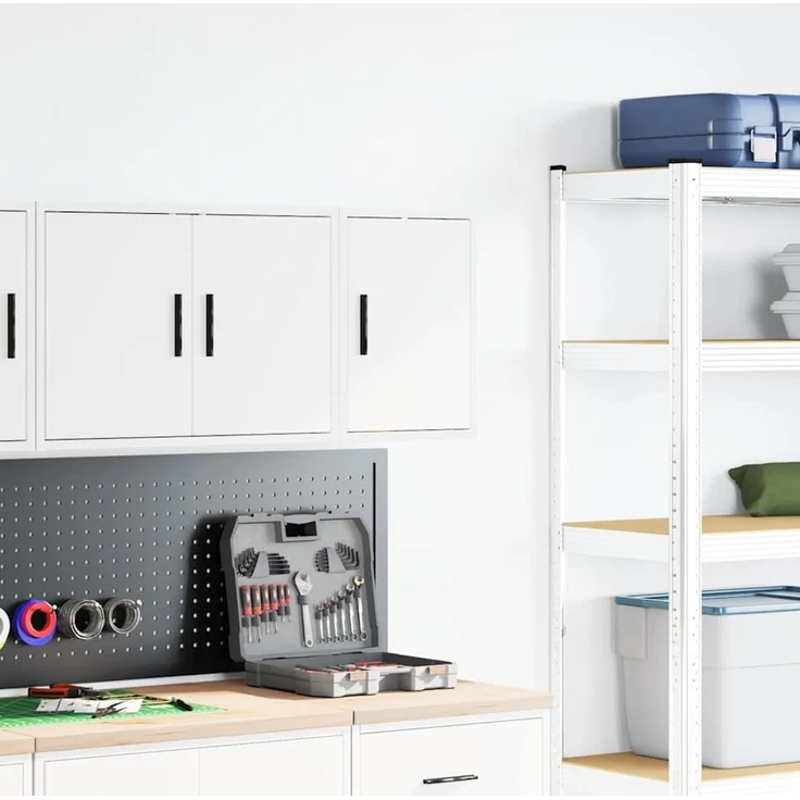 vidaXL Garagen-Wandschrank Weiß Holzwerkstoff 860607 – Bild 2