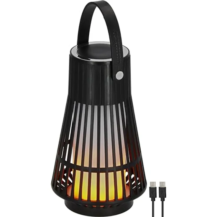 Brennenstuhl Akku LED Outdoor Lampe FL 100 A, IP44, Flammeneffekt, 20h Leuchtdauer, tauschbarer Akku, USB C Ladefunktion, Campinglampe, Garten- und Ambientebeleuchtung