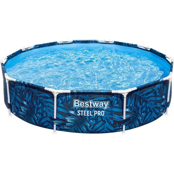 Steel Pro™ Frame Pool ohne Pumpe Ø 305 x 66 cm, tropisches Blatt-Design, rund – Bild 1