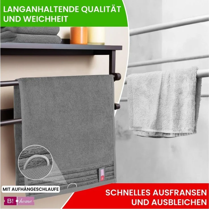 4er Set Duschtücher Plain grau 70x140 - Farbe: Grau, Größe: 70x140 – Bild 4