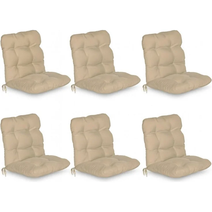 Beautissu Sitzauflage 6er Set Niedriglehner Auflagen Set Flair NL, 100 x 50 x 8 cm, Natur, 6er Sitzkissen Niederlehner, Sitzpolster Gartenstuhl & Gartenmöbel – Bild 1