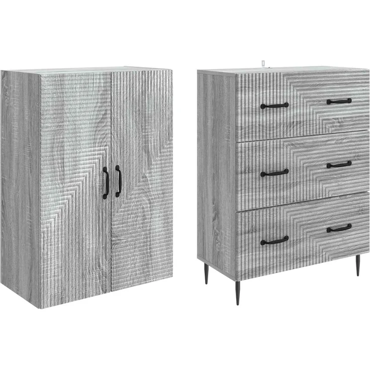 vidaXL Schrankset 2 pcs Grau Sonoma 66 x 34,5 x 90 cm Holzwerkstoff 3416643 – Bild 3