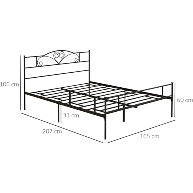 HOMCOM Bettgestell (Bettrahmen, 1-tlg, Bettregal), Robuste Metallstruktur, geräuschlos – Bild 3