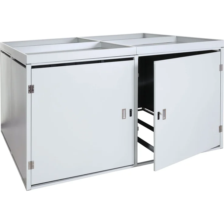 Mendler 'HWC-L56b' 4er-Fahrradgarage mit Pflanzkasten, abschließbar, verzinkter Stahl hellgrau, 220 x 210 x 126 cm – Bild 9
