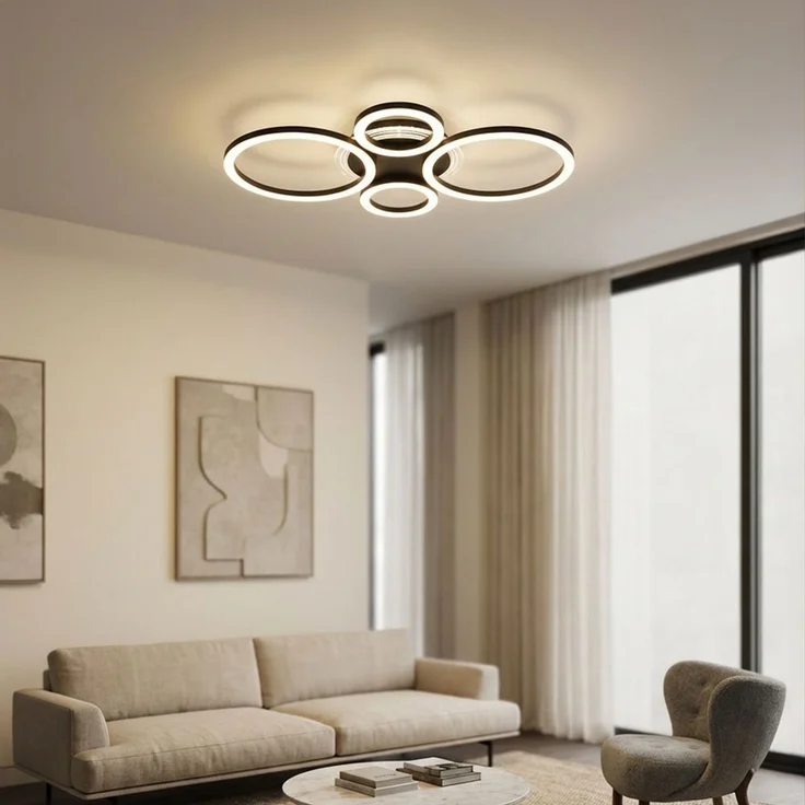 LED Deckenleuchte, schwarz, Ring-Design, CCT, L 53 cm – Bild 2