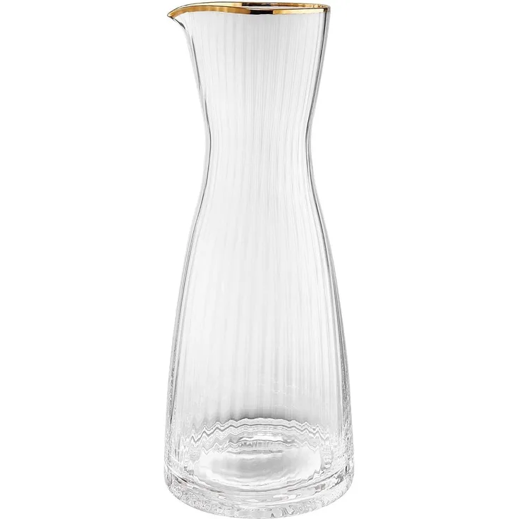 BUTLERS Karaffe GOLDEN TWENTIES Karaffe mit Goldrand und Rillen 1l, Karaffe mit Goldrand 1l - mundgeblasenes Glas