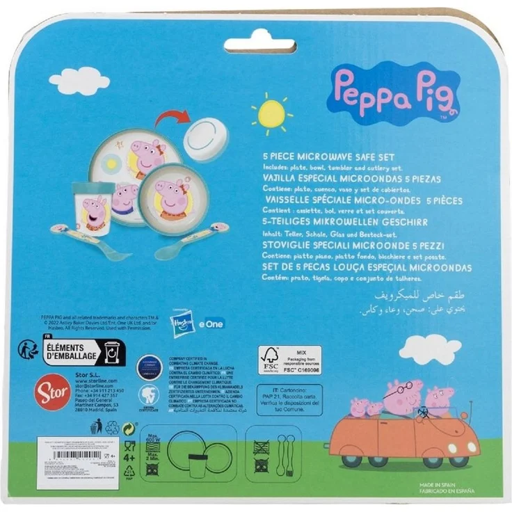 Peppa Pig Teller-Set Mikrowellengeeignet 5-teiliges Kindergeschirr mit rutschfestem Boden – Bild 2