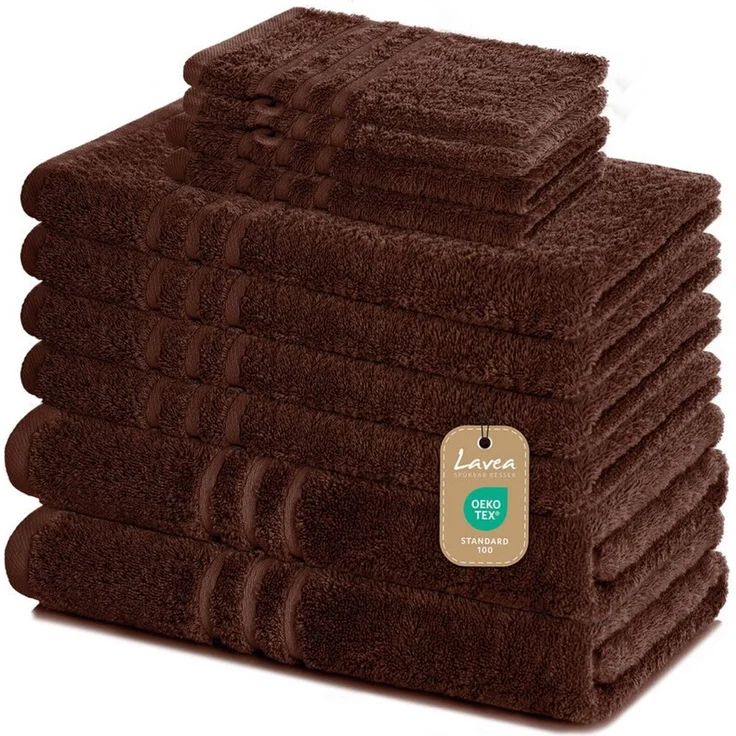 Lavea Handtuch Set Elena, Duschtücher, Handtücher, Gästetücher, Waschhandschuhe, 100% Baumwolle (Set, 10-St), Frottierserie, weich & saugstark, pflegeleicht, 500 g/m² Frottier – Bild 2