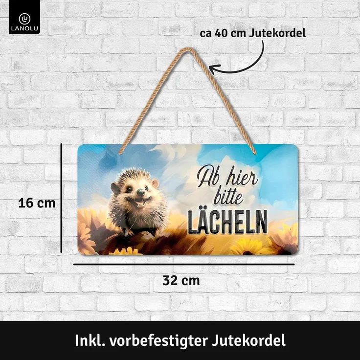 LANOLU Blechschild Bitte Lächeln - 16x32cm – Metall – Mehrfarbig – 16106 – Bild 5
