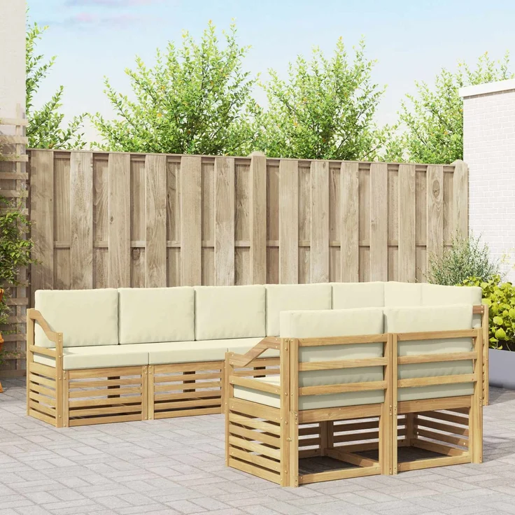 vidaXL Outdoor-Sofagarnitur 8 stk. 8-Sitzer Weiß und Creme Polyester 3392050 – Bild 1