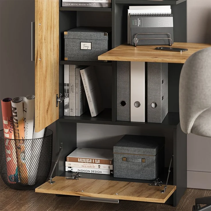 Schreibtisch Tomy Anthrazit/Goldkraft Eiche 150 x 59 cm Vicco – Bild 4