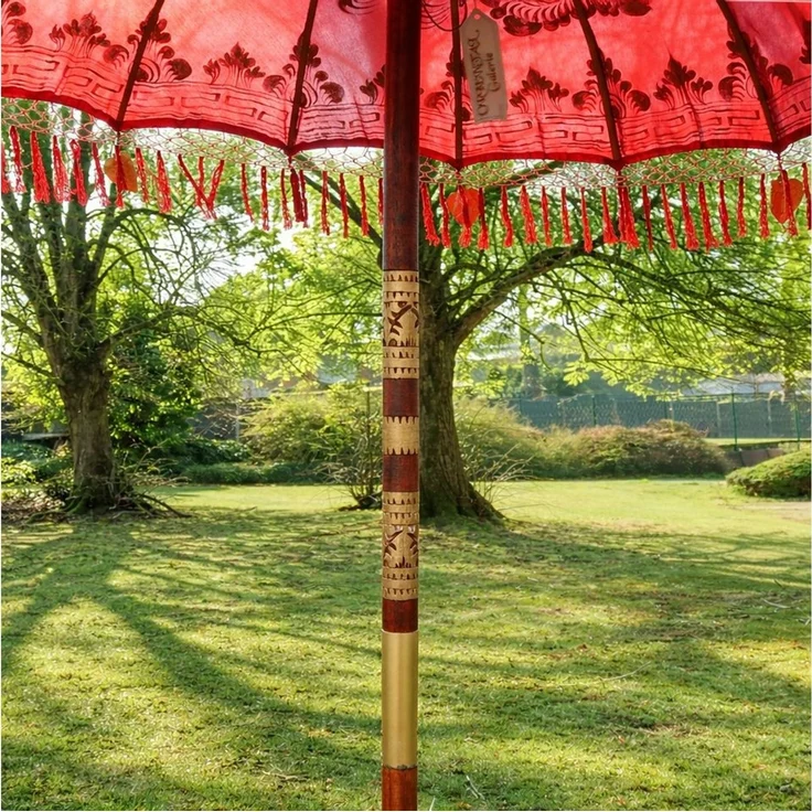 Oriental Galerie Sonnenschirm oter Bali Garten-Sonnenschirm, 180 cm Gold Rubin – Bild 3