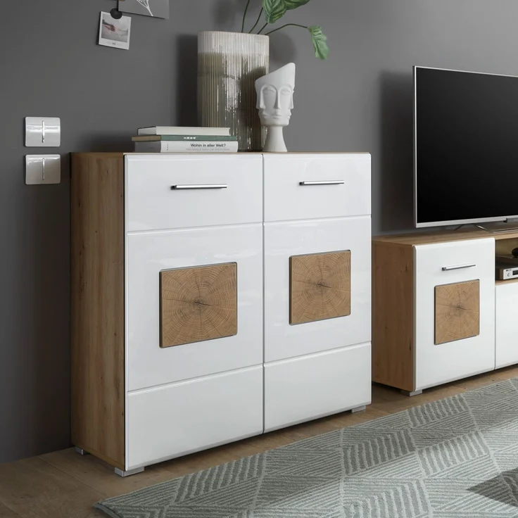 Kommode >Georgia< in Eiche Artisan Nachbildung - 80x92x38cm (BxHxT) – Bild 4