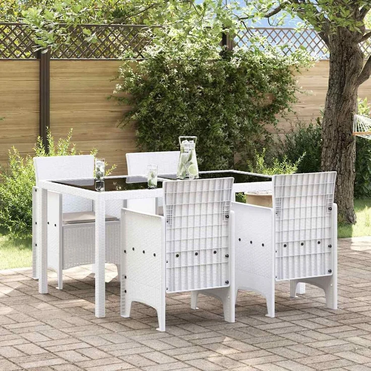 vidaXL Gartenstuhl mit Kissen 4 pcs Weiß 53 x 49 x 85 cm Polypropylen 847479 – Bild 1