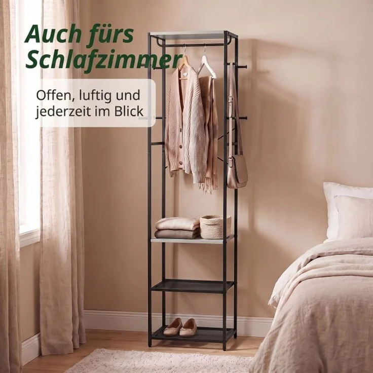 Relaxdays Garderobenständer Haken, Ablage & Stange – Bild 3