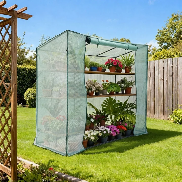 Home Nature Wohnkonzept Tomatengewächshaus Gewächshaus 171,5 × 79,5 × 204 cm – Foliengewächshaus für Balkon und Garten – Stabil, Winterfest, Grün – Bild 3