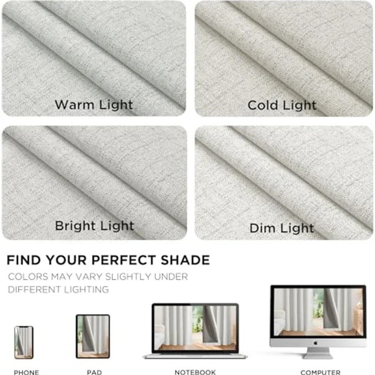 Joydeco Verdunkelungsvorhänge, 100% lang, natürliches Leinen, 244 cm lang, 1 Paneel-Set, Burgfarben für Schlafzimmer, Wohnzimmer, verdunkelnder Vorhang, wärmeisoliert, Schlaufentasche auf der – Bild 9