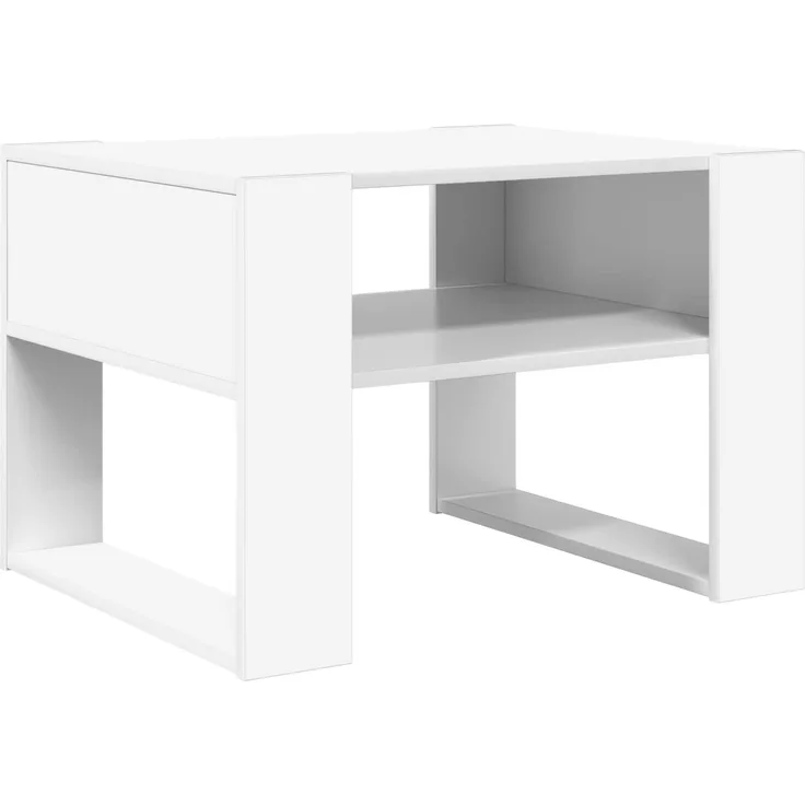 Couchtisch Sofatisch, mit Speicher Weiß 66 x 53 x 45 cm Holzwerkstoff d307e