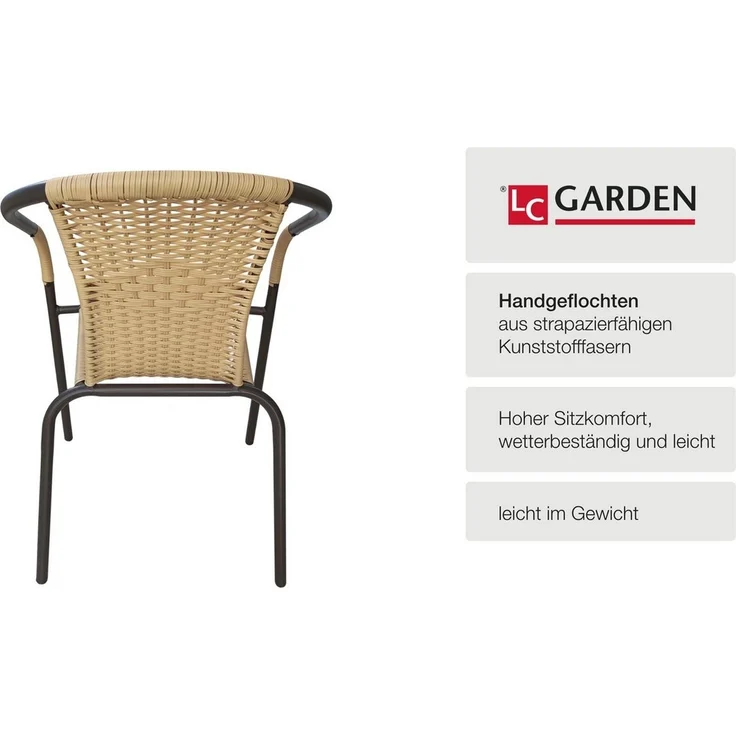 LC Garden Gartenstuhl Garvista Stapelstuhl 54x52x72cm schwarz Gartenstuhl Terassenstuhl, Pulverbeschichteter Stahl – Bild 3