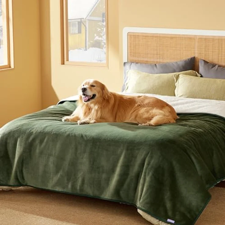 Lesure wasserdichte Hundedecke Grosse Hunde - 229x218 cm waschbar Hundedecke Outdoor, XXL Fleece Sofaschutz Decke groß, Katzendecke flauschig für Couch, Olivgrün – Bild 7