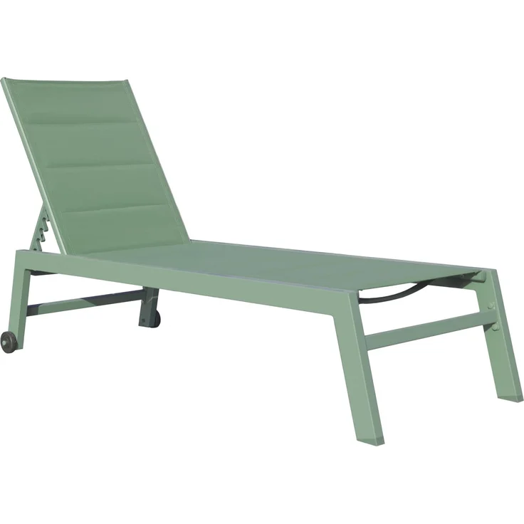 Happy Garden Sonnenliege Barbados aus salbeigrünem Textilene und Aluminium. Outdoor-Liege mit Mehreren Positionen. – Bild 1