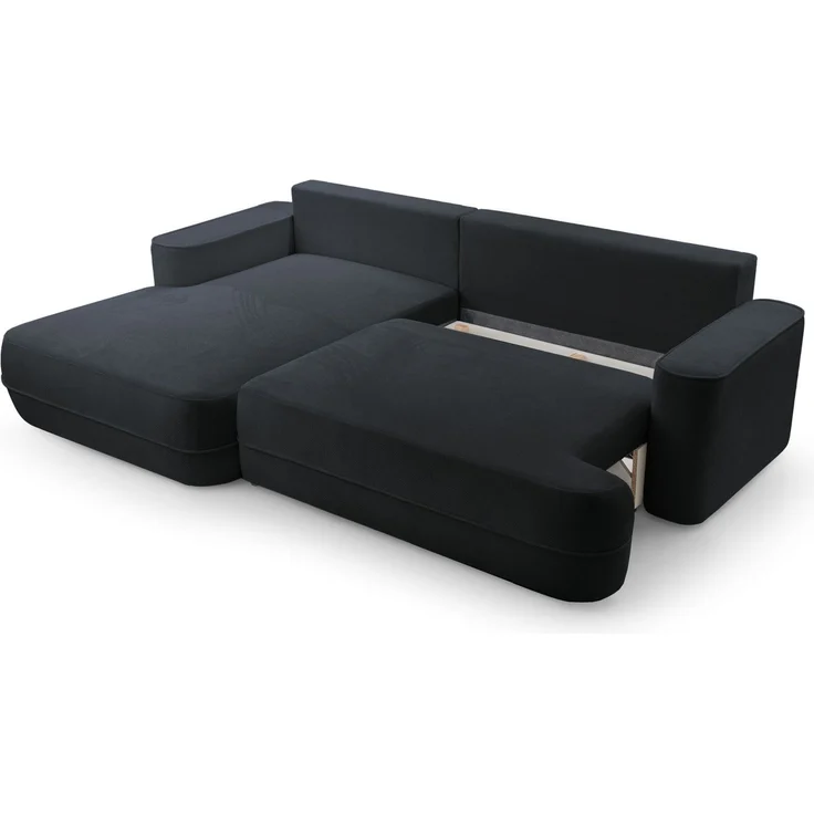 Selsey 'Fuerro' Ecksofa mit Schlaffunktion, Bettkasten, Ottomane links,Strukturstoff wasserabweisend, Schwarz – Bild 6