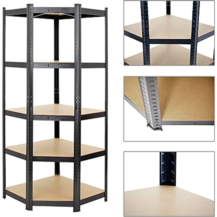 PROREGAL Mega Deal Eckregal Ragnar 1x: 180 x 70 x 40 cm | 2X: 180 x 90 x 40 cm Schwarz Fachlast 175kg, Kellerregal, Steckregal, Garagenregal, Lagerregal – Bild 5