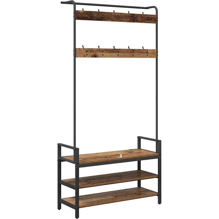 vidaXL Garderobenständer 95 x 34 x 184 cm Altholz Holzwerkstoff 879963 – Bild 7