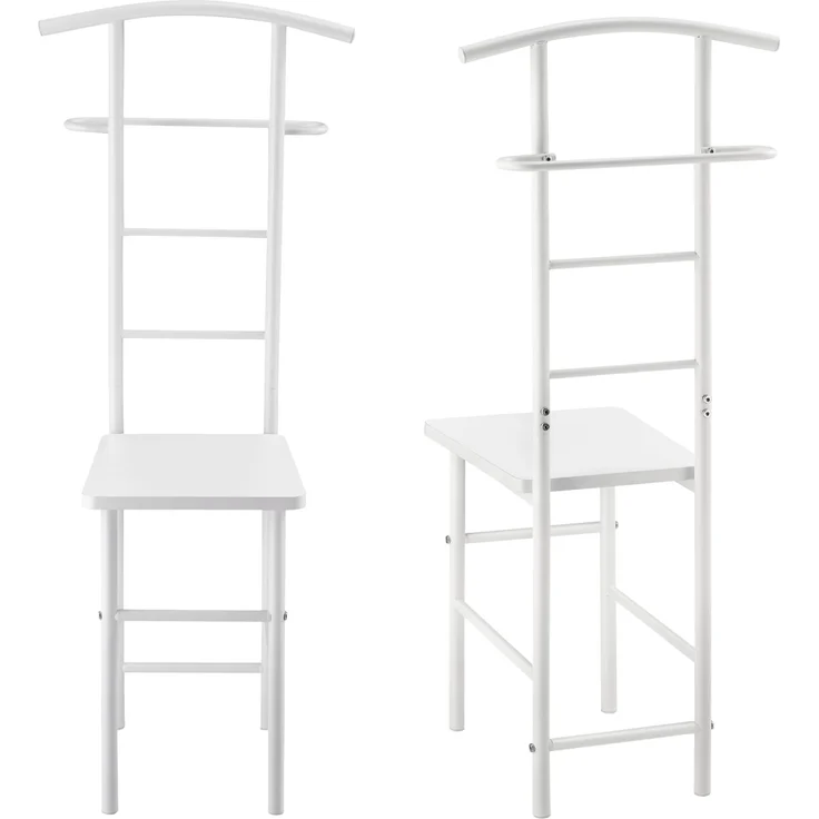 Herrendiener Stuhl Anaheim 107x45x45cm Kleiderbügel + Hosenhalter Weiß en. casa – Bild 2