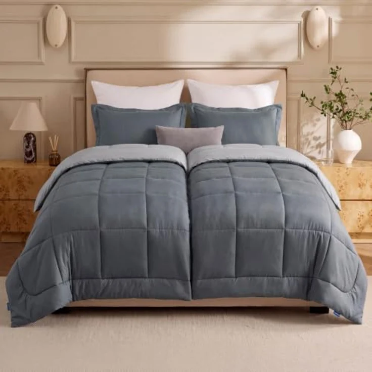 BEDSURE Bettdecke Ohne Bezug 135x200-2er Set Bettdecken mit Bezug | Bettdecke 135x200 für Allergiker Waschbare 4 Jahreszeiten Bettdecken Oeko-TEX Ganzjahresdecke Warm & Gemütlich, Grau/Hellgrau – Bild 1