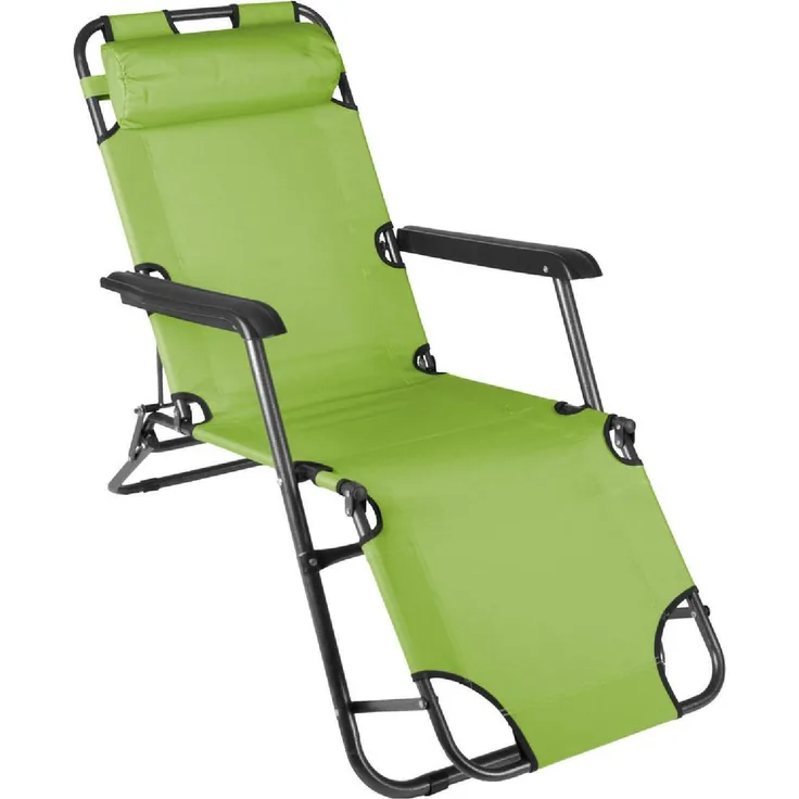 VCM Sonnenliege, klappbare Gartenliege mit atmungsaktivem Polyester-Bezug, 155 x 46 cm, hellgrün, 2-fach verstellbar, Kopfpolster abnehmbar