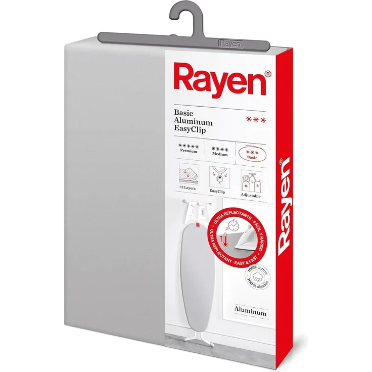 Rayen 6152 Bügeltischbezug, 47x130 cm mit dampfdurchlässiger Metallbeschichtung, geeignet für Dampfbügeleisen