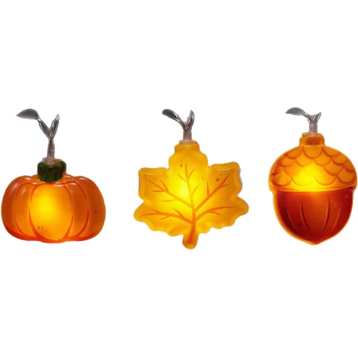 ABC LED-Herbst-Lichterkette, batteriebetrieben, 3 m, mit Eichel-, Kürbis- und Ahornblattmotiven – Bild 4