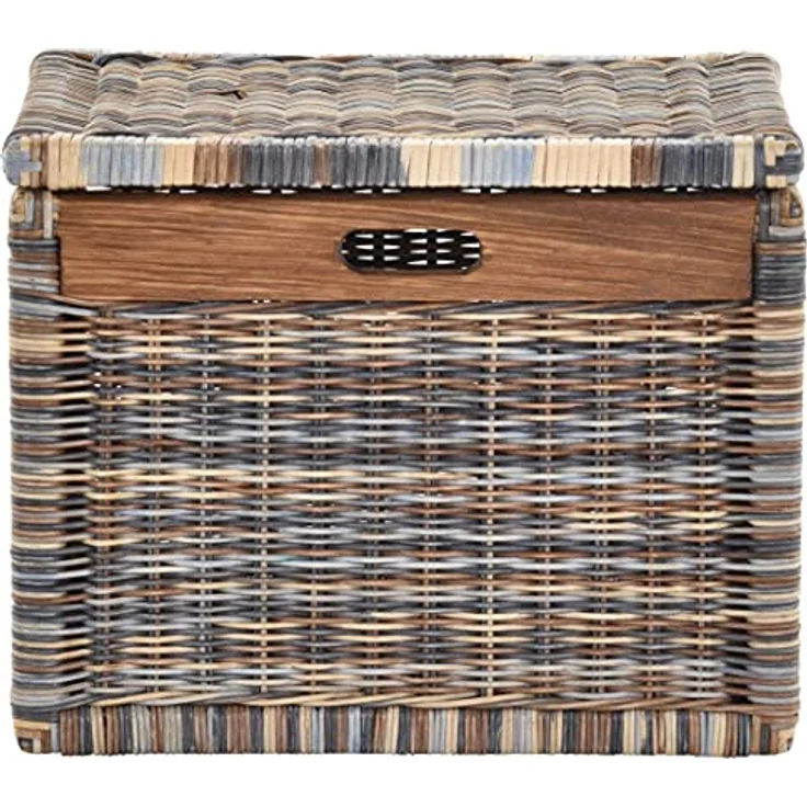 Krines Home Aufbewahrungskorb Hoher Korb mit Deckel Rattan geflochten Regalkorb Aufbewahrungsbox – Bild 4