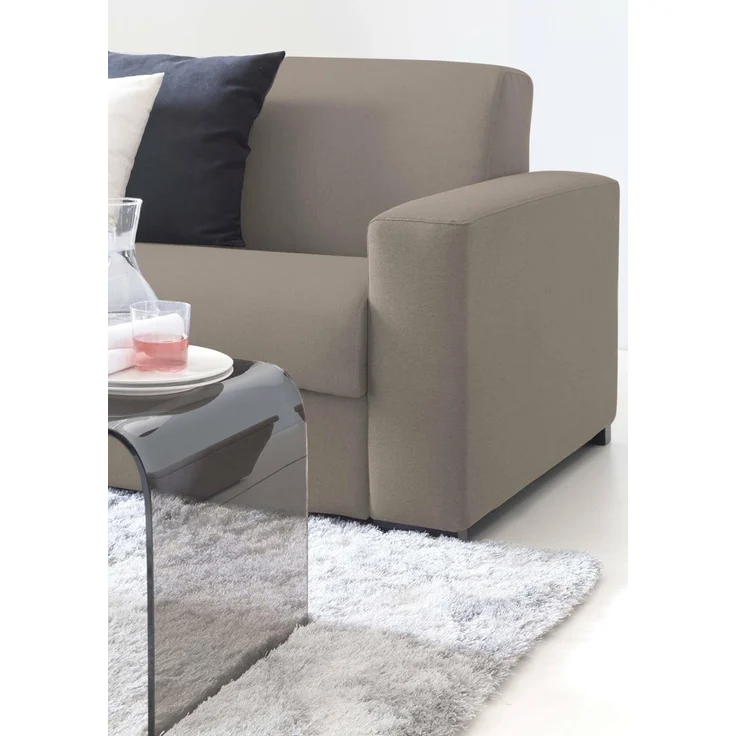 Talamo Italia - 2-Sitzer festes Sofa Marzia, Wohnzimmersofa aus gepolstertem Stoff mit schmalen Armlehnen, 100 % Made in Italy, cm 180x95h90, Taupe – Bild 4