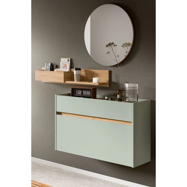 Garderobe Set 3-tlg. Borga in salbei und Eiche 140 cm