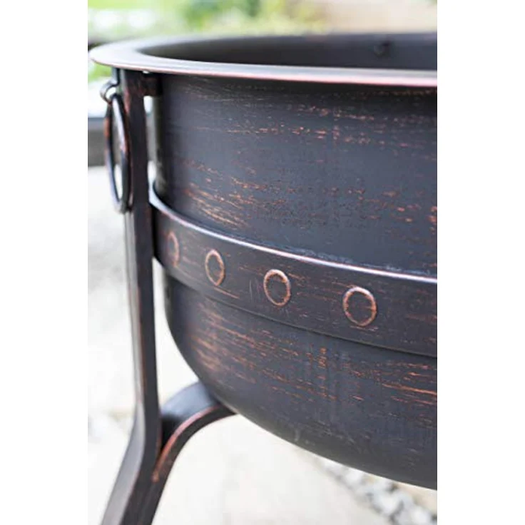 La Hacienda Brava Ø 80 cm Feuerkorb - Feuerkorb für den Garten - Feuertonne & Feuerstelle - Feuerschale Feuerkorb aus stabilem Stahl - Mit Grillrost & Schürhaken zum Kochen - 80x80x72 cm – Bild 6