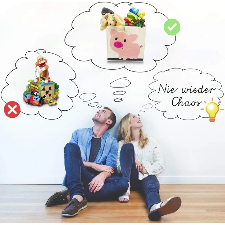 LIFENEY Aufbewahrungsbox Kinder mit Eule Motiv I Spielzeugbox mit Tiermotiv passend für Würfelregale I Ordnungsbox für das Kinderzimmer I Aufbewahrungskorb Kinder – Bild 5