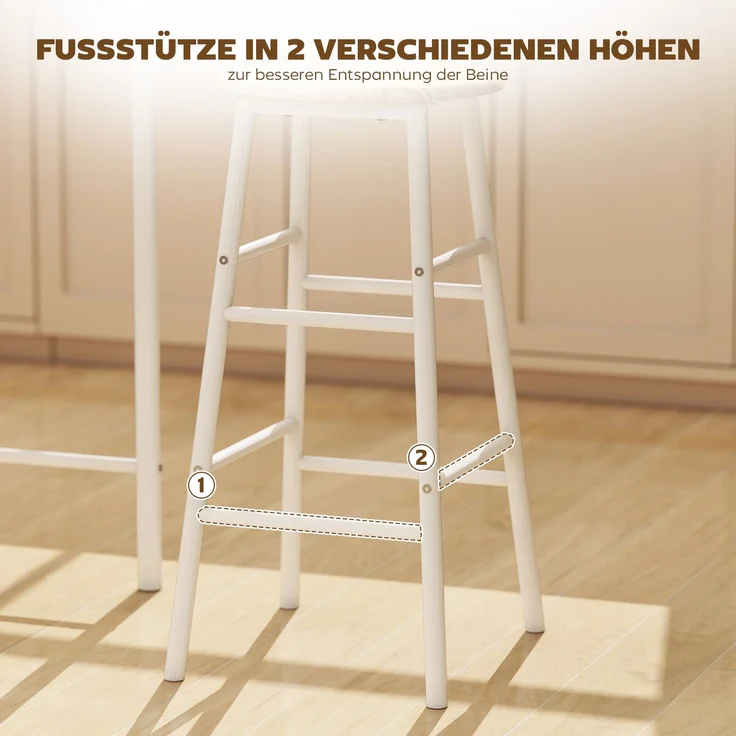 HOMCOM Bartisch Set, MDF, Metall, Weiß, 80B x 50T x 90H cm – Bild 6