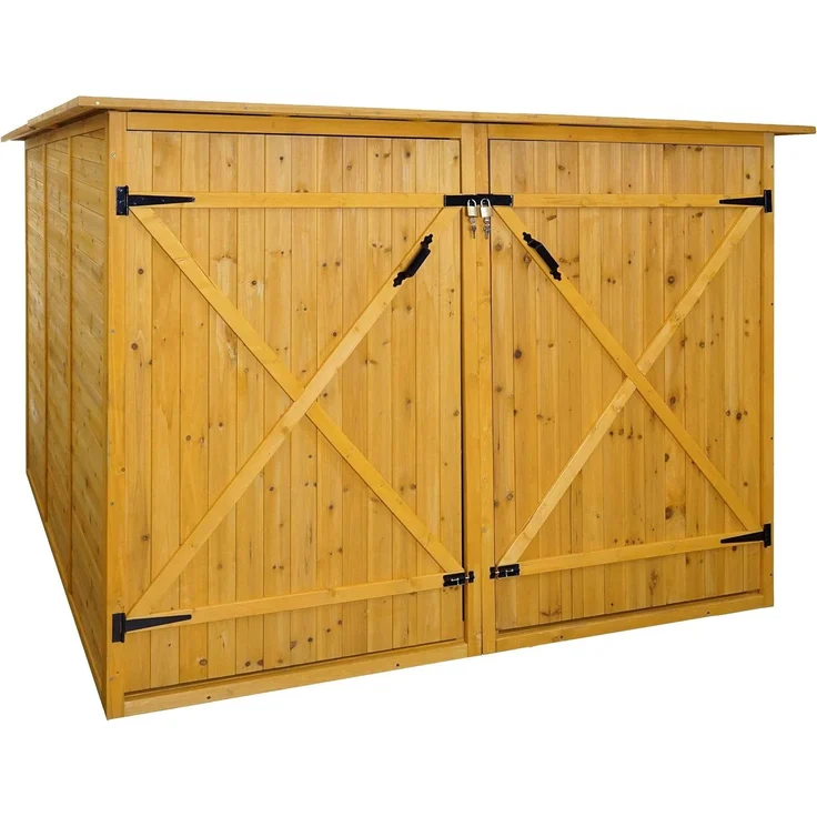 2er-Fahrradgarage HWC-H60, Fahrradbox Geräteschuppen Gerätehaus, MVG abschließbar 151x200x200cm ~ braun – Bild 2