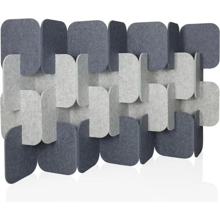 hjh OFFICE Akustik Trennwand 114x174 cm FLEXMIUT Plug 4er Set Stehwand erweiterbar, dekorativer Sichtschutz, Grau/Hellgrau