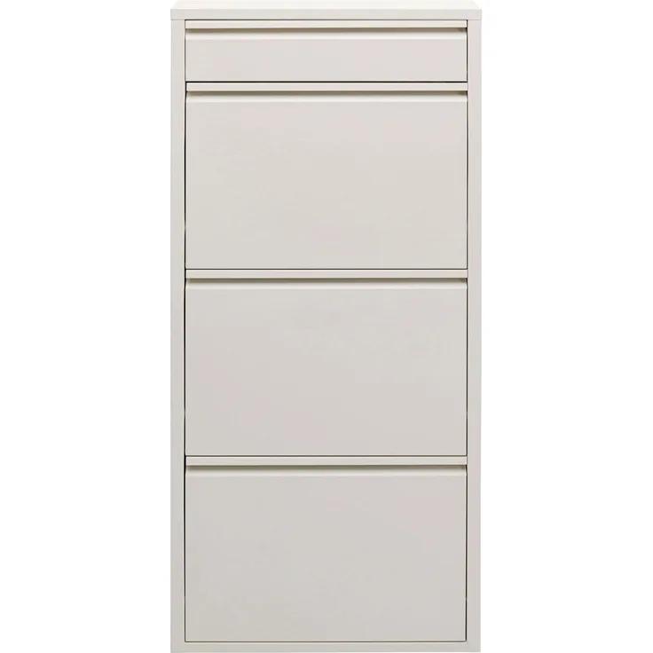 Kare Design Schuhschrank Caruso, Creme, Stahl, mit 4 Klappen, Schuhablage für 6 Paar Schuhe, schmal, platzsparend, hoch, Schuhregal, Eingangsbereich, 115 x 50 x 15 cm (H/B/T)