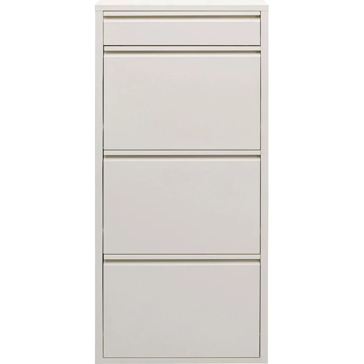 Kare Design Schuhschrank Caruso, Creme, Stahl, mit 4 Klappen, Schuhablage für 6 Paar Schuhe, schmal, platzsparend, hoch, Schuhregal, Eingangsbereich, 115 x 50 x 15 cm (H/B/T)