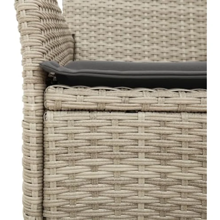 vidaXL Gartenstühle mit Kissen 2 Stk. Hellgrau Poly Rattan 368114 – Bild 6